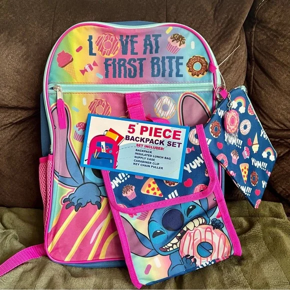 Disney Stitch “Love At First Bite” 5-piece Backpack Set Lilio Stitch 16 main image 3